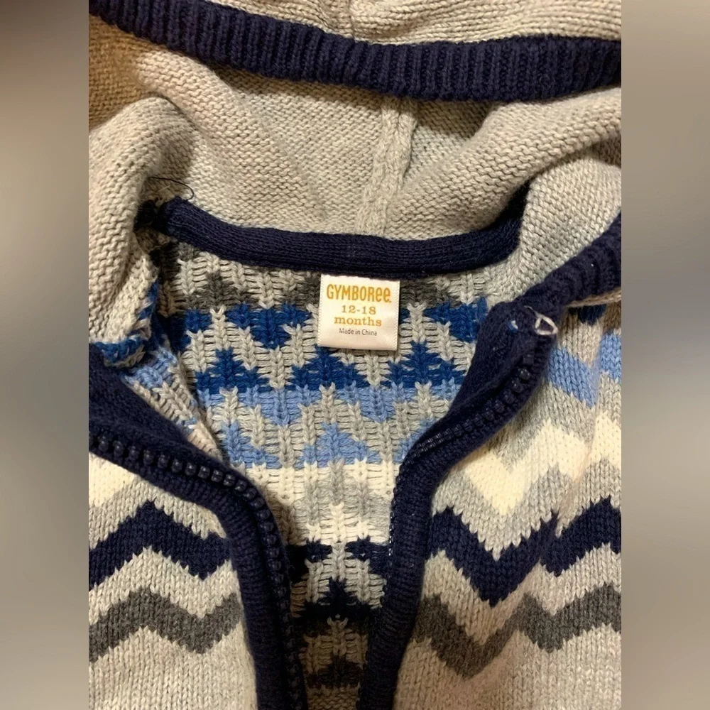 Gymboree Blue Grey Woven Sweater Size 12-18mos